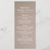 Menu Mariage Rustique Country Kraft (Devant)
