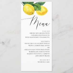 Menu Mariage Rustique dans un Verger de Citrons Été