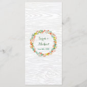 Menu Mariage Rustique de céréales Florales de bois (Dos)