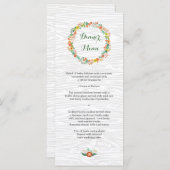 Menu Mariage Rustique de céréales Florales de bois (Devant / Derrière)