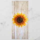 Menu Mariage rustique de tournesol de pays (Dos)