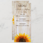 Menu Mariage rustique de tournesol de pays (Devant / Derrière)