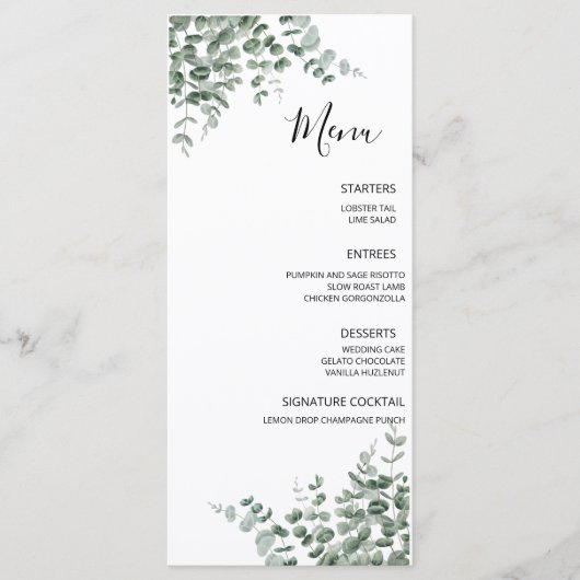 Menu Mariage Rustique de Verdure d'Eucalyptus (Devant)