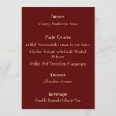 Menu Mariage rustique élégant (Dos)
