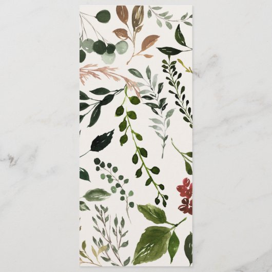 Menu mariage rustique élégant de verdure botanique (Dos)