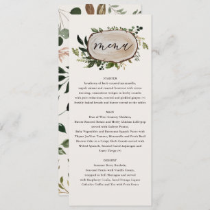 Menu mariage rustique élégant de verdure botanique