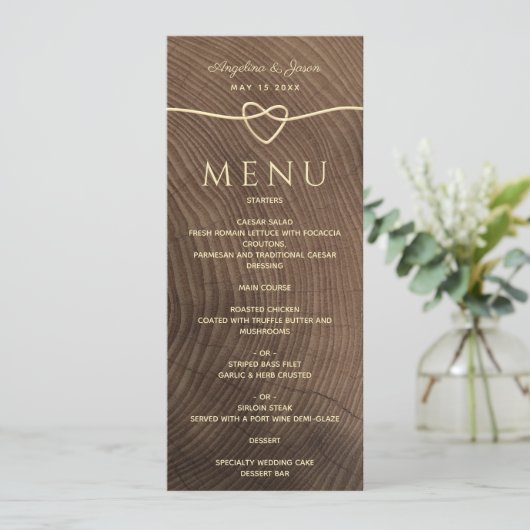 Menu Mariage rustique en bois (Debout devant)