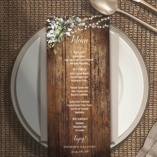 Menu Mariage Rustique Eucalyptus