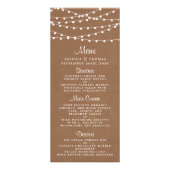 Menu Mariage Rustique Kraft String Lights (Devant)