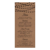 Menu Mariage Rustique Kraft String Lights (Devant)