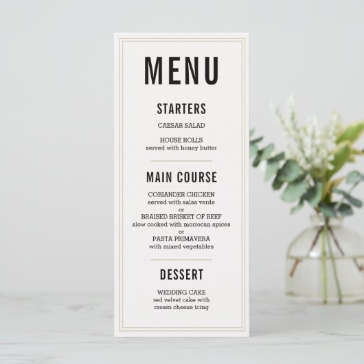 Menu Mariage rustique simple (Debout devant)