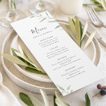 Menu Mariage rustique verdoyante minimale<br><div class="desc">Moderne chic aquarelle botanique feuillage design,  simple et élégant,  idéal pour mariage moderne,  mariage rustique,  et mariage de jardin botanique au printemps et en été. Voir toutes les pièces correspondantes dans la collection.</div>