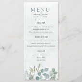 Menu Mariage Rustique Vert Sauge Eucalyptus (Devant)