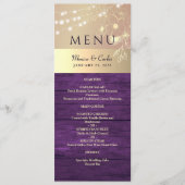 Menu Mariage rustique violet et or (Devant)