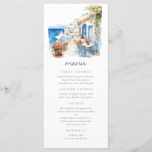 Menu Mariage Santorini Grèce (Devant)