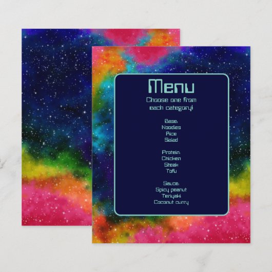 Menu Mariage Sci-Fi Galactique (Devant / Derrière)