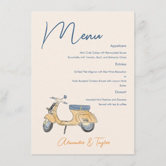 Menu Mariage Scooter italien (Devant)