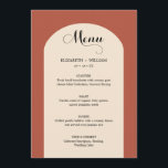 Menu Mariage Script Chic Arc En Terracotta<br><div class="desc">Design moderne et élégant imprimé Chic Terracotta Arch Frame Script Mariage Dîner Menu qui peut être customisé avec votre texte. Cliquez sur le bouton "Customiser" et utilisez notre outil de conception pour modifier ce modèle. Découvrez le magasin Graphic Art Design pour d'autres produits qui correspondent à ce design !</div>