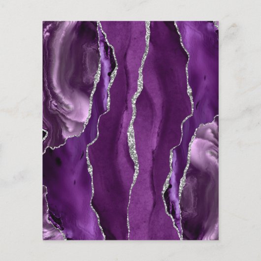 Menu Mariage Script d'agate argenté Budget Purple (Dos)