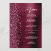 Menu Mariage Script Pailleté Glamour Bourgogne (Devant)