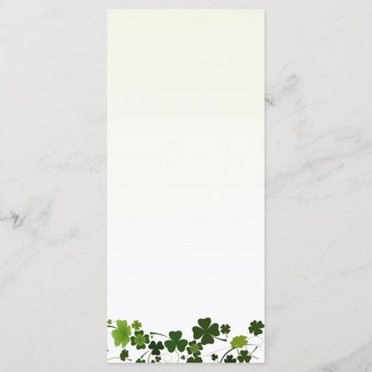 Menu Mariage Shamrock irlandais (Clover) (Dos)