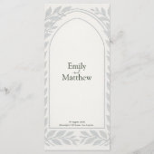 Menu Mariage Silverleaf Elven - Mariage de bordure feui (Dos)