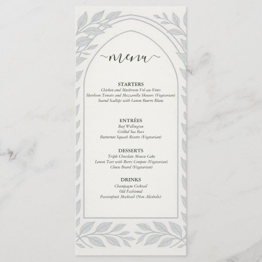 Menu Mariage Silverleaf Elven - Mariage de bordure feui (Devant)