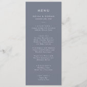 Menu Mariage Simple Ardoise Bleu Gris (Devant)