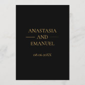 Menu Mariage simple Black and Gold Elegant (Dos)