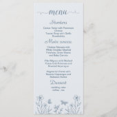 Menu Mariage simple bleu pâle à fleurs (Devant)