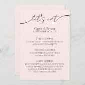 Menu Mariage Simple Blush Pink Elegant Calligraphy (Devant / Derrière)