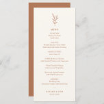 Menu Mariage simple Botanique Burnt Orange<br><div class="desc">Faites savoir à vos invités mariages ce qu'il y a dans le menu,  avec des objets d'art botanique et des couleurs chaudes d'automne.</div>