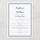 Menu Mariage Simple Classique Bleu Chic Cadre (Devant)