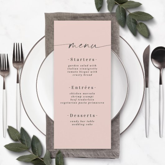 Menu Mariage simple couleur solide clair pastel ro