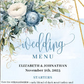 Menu Mariage simple Dusty Blue Floral Eucalyptus