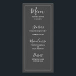 Menu Mariage Simple Elegance<br><div class="desc">Mariage simple et élégant dans les tons blanc et gris.</div>