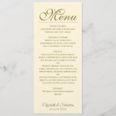 Menu Mariage simple Elegance Gold & Ivory Cream (Devant)