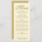 Menu Mariage simple Elegance Gold & Ivory Cream (Devant / Derrière)