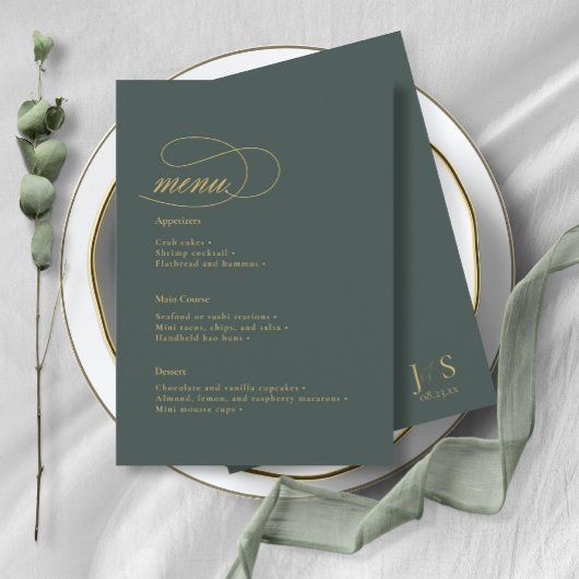 Menu Mariage Simple Elegance Green ID1022