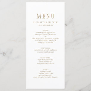Menu Mariage simple élégant d'or blanc