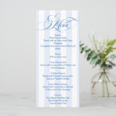 Menu Mariage simple élégant écriture bleue (Debout devant)