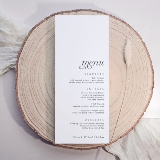 Menu Mariage simple élégant moderne