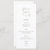 Menu Mariage simple élégant Monogram crest (Devant / Derrière)