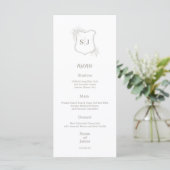 Menu Mariage simple élégant Monogram crest (Debout devant)