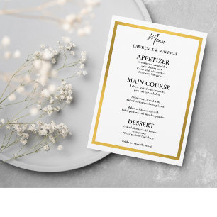 Menu Mariage simple élégant Monogramme Or