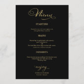 Menu mariage Simple Élégant Or Foil Et Noir (Devant)