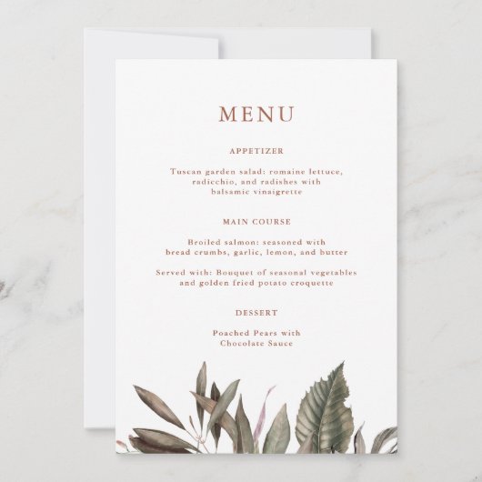 Menu Mariage simple en terre cuite Monogram (Devant)
