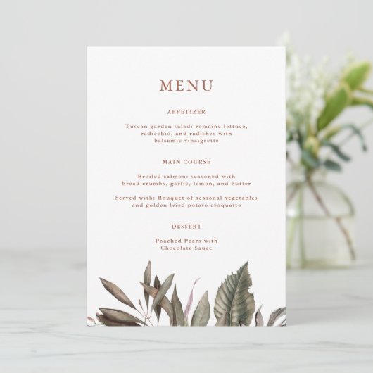 Menu Mariage simple en terre cuite Monogram (Debout devant)