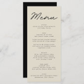 Menu Mariage simple et élégant noir & beige