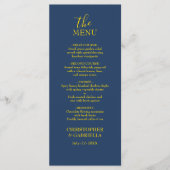 Menu Mariage simple et formel bleu marine et or (Devant)